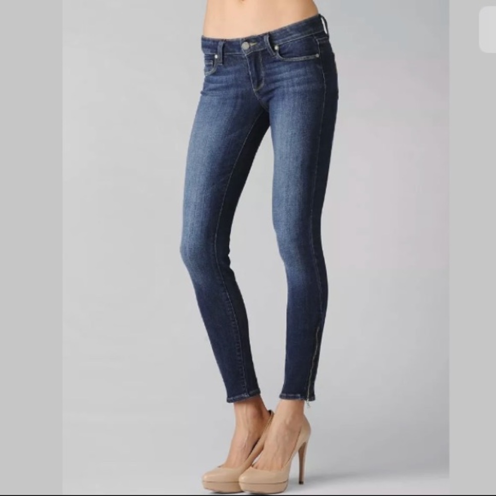 Paige Mercy Skinny Zip blue stretch Jeans Size 30